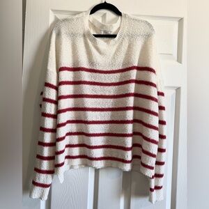 Abound Women's Red and White Striped Sweater